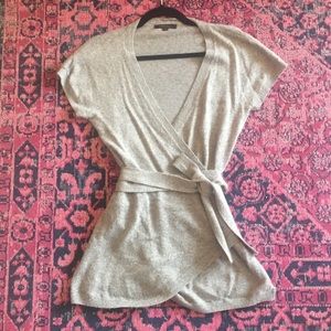 Gray BCBG angora wrap sweater